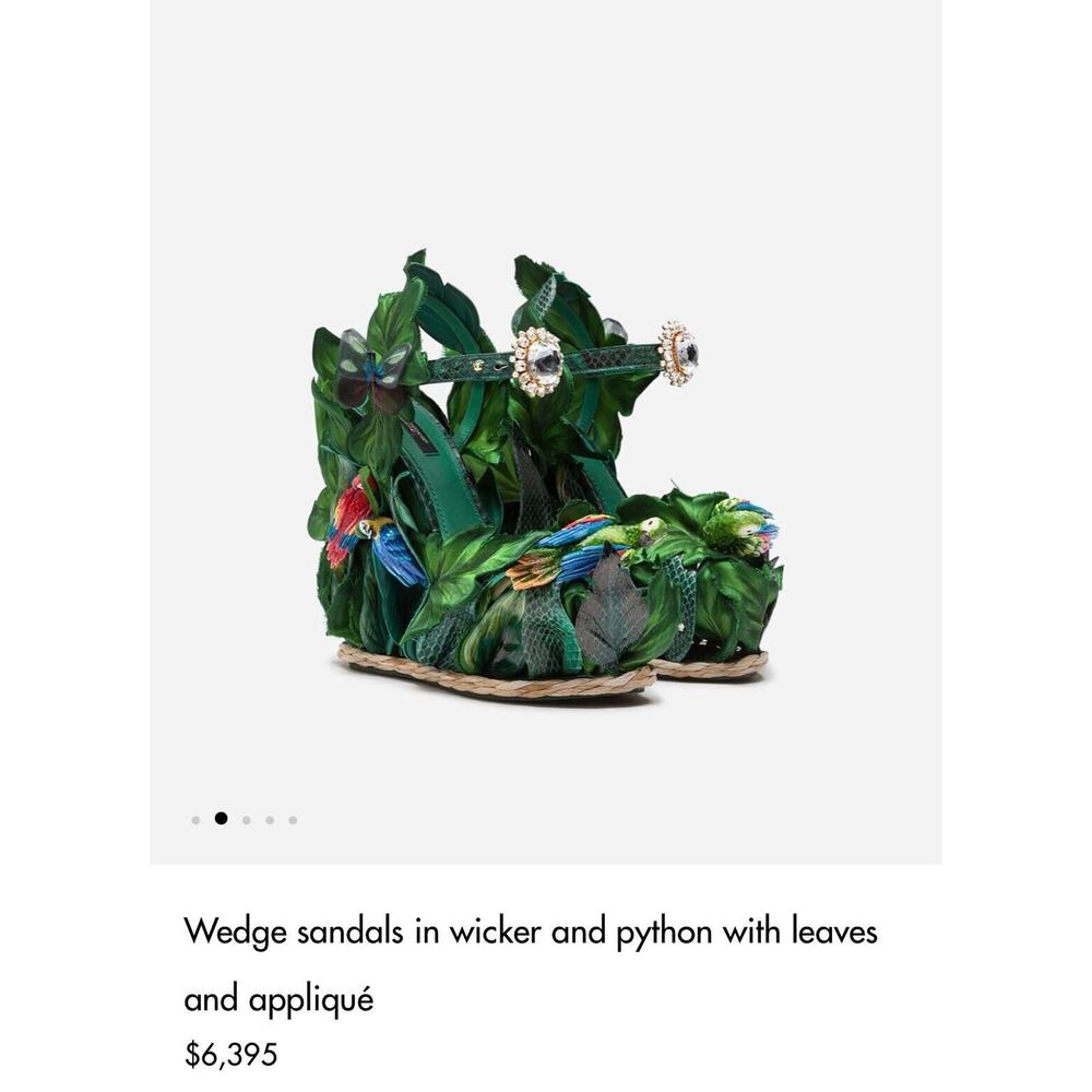 Dolce & Gabbana Jungle Parrot High Heel Wedge Sandals (IT 38, US8) RRP $6,395 - Picture 13 of 13